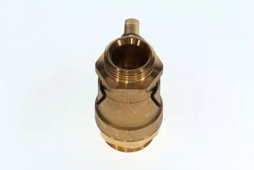 BOSCH Kugelhahn, metallisch, mit Gewindeanschluss und seitlichem Anschlussrohr. Zeigt eine runde, geschlossene Bauform zur Steuerung von Flüssigkeitsströmen.